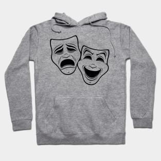 Comedy And Tragedy Theater Masks Black Line Hoodie
